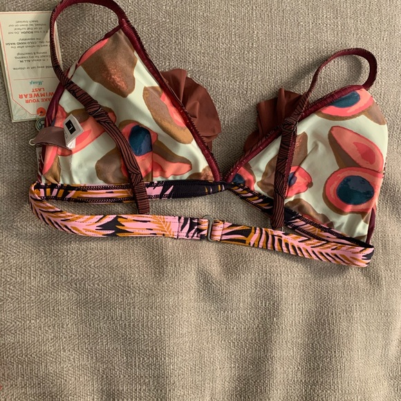 NWT Maaji burgundy Palm Leaf Print Bikini Ruffle - Picture 5 of 6